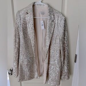 LOFT Sparkling Sequin Blazer in Silver